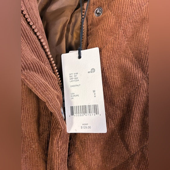 A Loves A Brown Quilted Corduroy Jacket Zip Snap Medium NWT - Picture 3 of 9